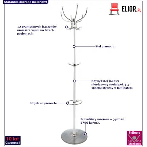 Biały metalowy wieszak Linzo