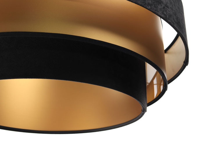 Czarno-złota welurowa lampa wisząca z potrójnym abażurem S442-Mantra