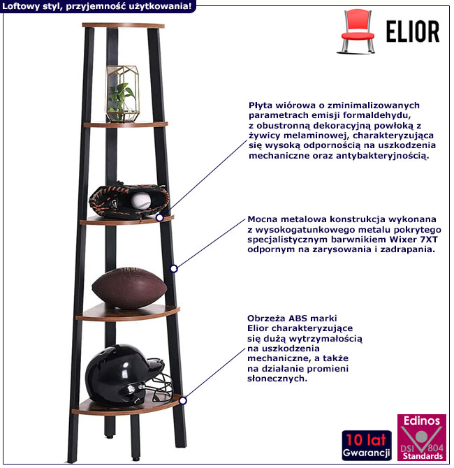 Infografika regału narożnego do salonu Jorkis 25X