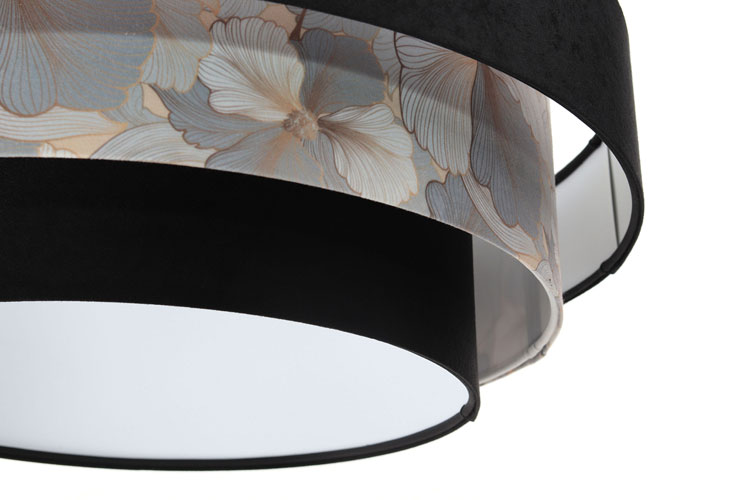 Okrągła lampa wisząca z potrójnym welurowym abażurem S449-Emla