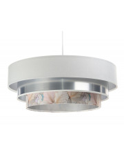 Biało-srebrna lampa wisząca z okrągłym abażurem - S452-Ilia w sklepie Edinos.pl
