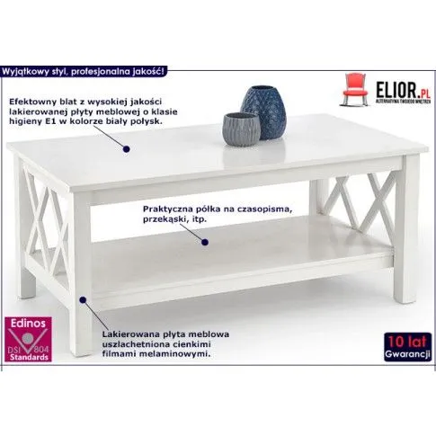 Fotografia Lakierowana ława Artivia - biały połysk z kategorii Salon