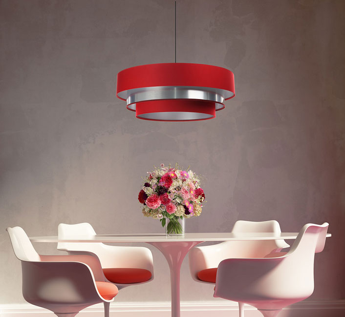 Czerwona lampa wisząca nad stół w stylu glamour S458-Fina