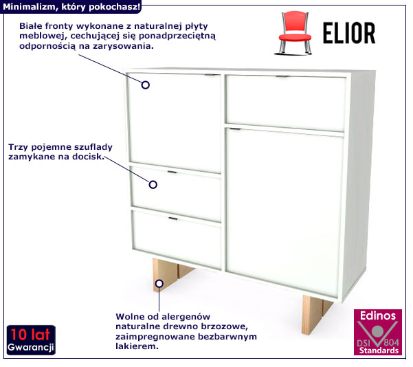 Biała komoda do salonu Rotip