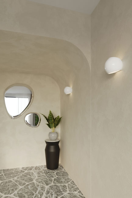 Minimalistyczny biały kinkiet ceramiczny w połysku A108-Gavina