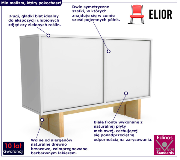 Biała komoda do salonu Emos