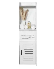 Biały słupek łazienkowy z 4 półkami - Luega 3X w sklepie Edinos.pl