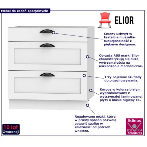 Biała szafka kuchenna z szufladami Pergio 18X