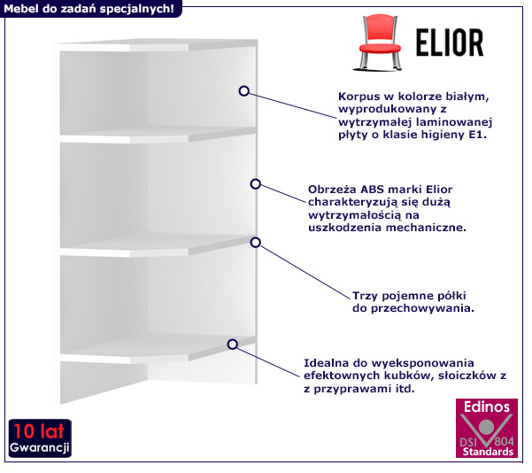 Wąska szafka narożna z półkami Pergio 23X