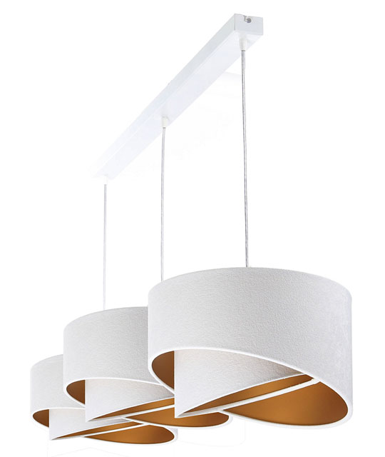 Biało-złota welurowa lampa wisząca nad stół do salonu S511-Kaola