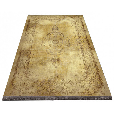 Złoty prostokątny dywan do salonu Romis