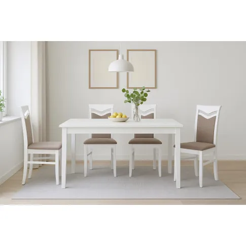 Szczegółowe zdjęcie nr 5 produktu Białe krzesło drewniane tapicerowane - Vestia