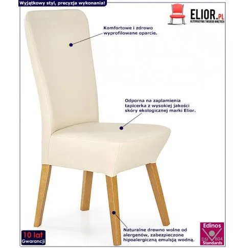 Fotografia Kremowe drewniane krzesło do jadalni - Ondario 2X z kategorii Krzesła