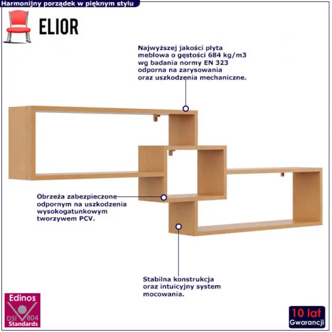 Nowoczesna półka do salonu olcha Ramona