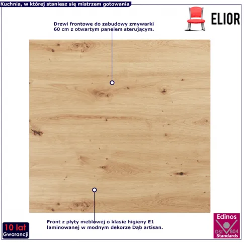 Front do zabudowy zmywarki z otwartym panelem sterującym 60 Orion 19X