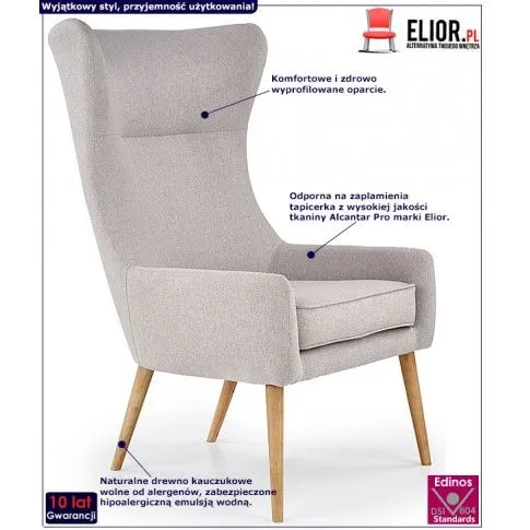 Fotografia Fotel wypoczynkowy uszak Hint - popielaty z kategorii Fotele uszaki