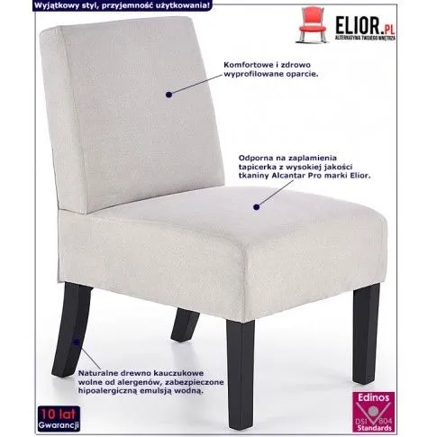 Fotografia Fotel wypoczynkowy do salonu Heglio - jasny popiel z kategorii Fotele wypoczynkowe