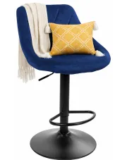Granatowy barowy nowoczesny hoker kuchenny welurowy z oparciem - Melux 4X w sklepie Edinos.pl