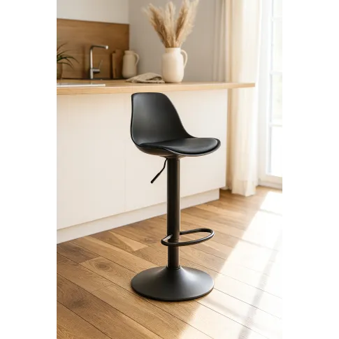 Czarny skandynawski hoker z poduszką z ekoskóry   Messa