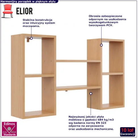 Minimalistyczna półka w stylu skandynawskim Calmo 2X buk