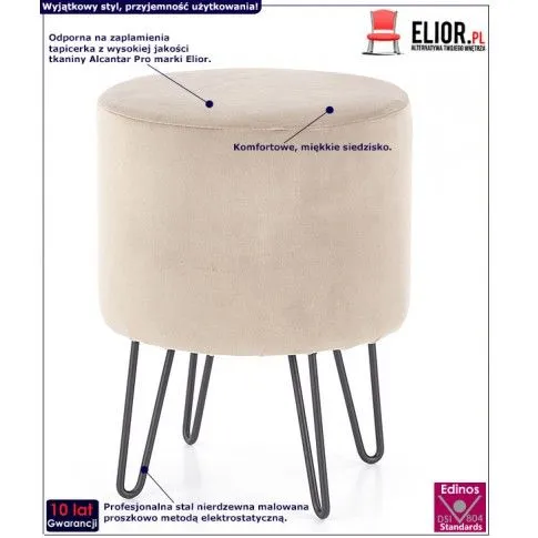 Fotografia Okrągła pufa Atleso - beżowa z kategorii Pufy