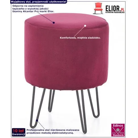 Fotografia Tapicerowana pufa Atleso - bordowa z kategorii Pufy