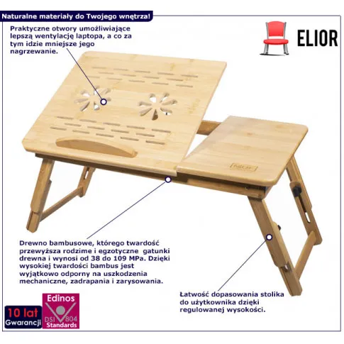 infografika bambusowego stolika pod laptopa modero 3x
