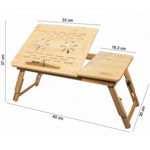 wymiary bambusowego stolika pod laptopa modero 3x