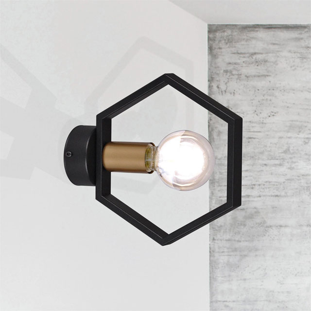 Czarny geometryczny kinkiet industrialny S527-Weros