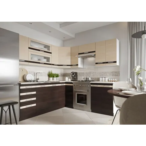 Wizualizacja aranżacji z zestawem mebli kuchennych Lungo