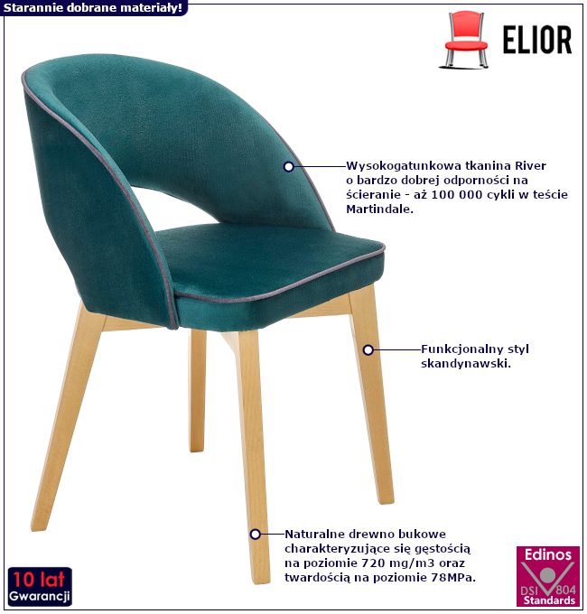 Produkt Zielone drewniane tapicerowane krzesło - Lignaro