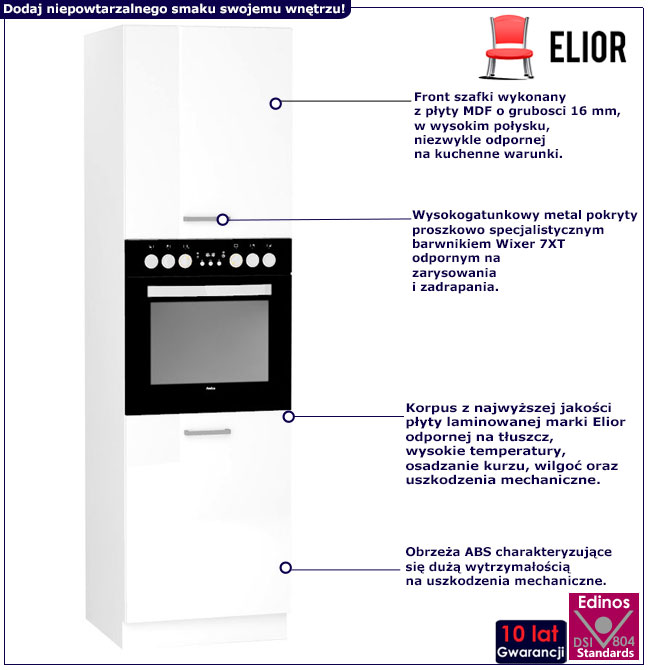 Infografika szafki kuchennej typu słupek do zabudowy piekarnika Elora 9x