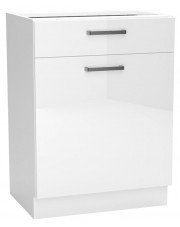 Biała szafka z szufladą do nowoczesnej kuchni - Elora 11X 60 cm połysk w sklepie Edinos.pl