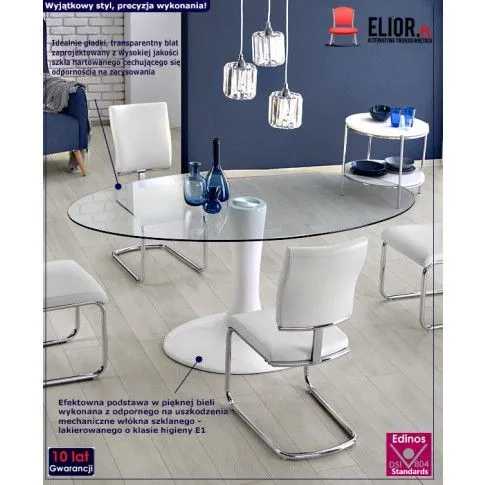 Fotografia Szklany stół Pinki - biały z kategorii Stoły