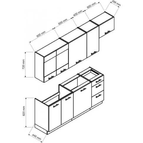wymiary kompletu szafek kuchennych elora 3s