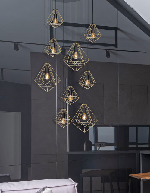 Duża druciana lampa wisząca na hol i antresolę S539-Barex