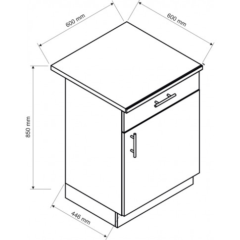 Wymiary kuchennej dolnej szafki 60cm prawe drzwi Abril 15X