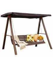 Drewniana huśtawka ogrodowa orzech 180cm - Kaori 4X w sklepie Edinos.pl