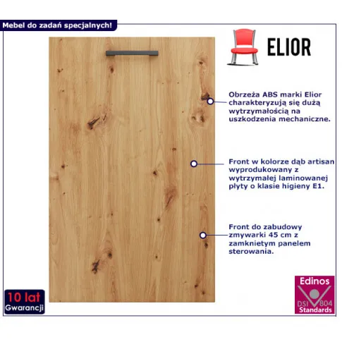 Front w kolorze dąb artisan do zabudowy zmywarki Rimer 19X