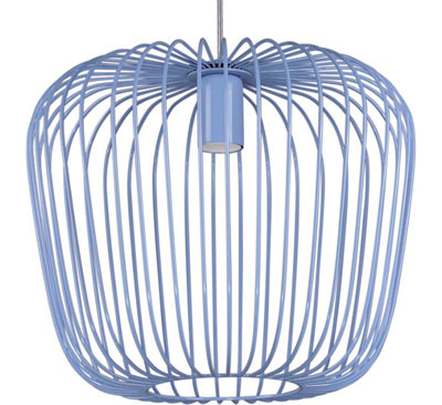 Niebieska lampa wisząca młodzieżowa z drucianym kloszem S547-Mekris