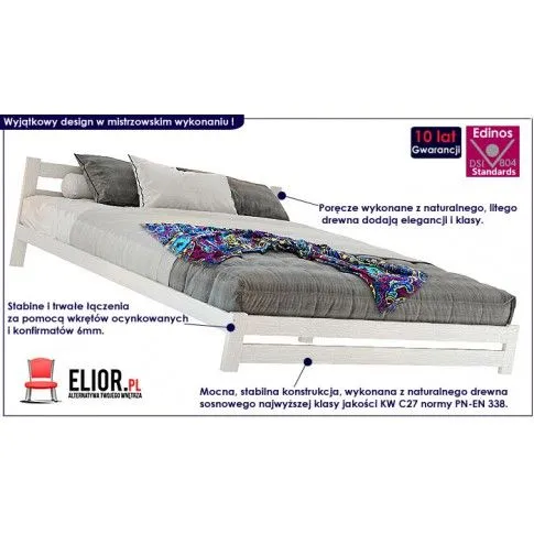 Fotografia Łóżko drewniane Gersa 180x200 - popiel z kategorii Łóżka