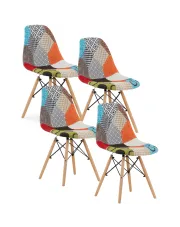 Zestaw kolorowych krzeseł patchwork 4 szt. - Oldivado w sklepie Edinos.pl