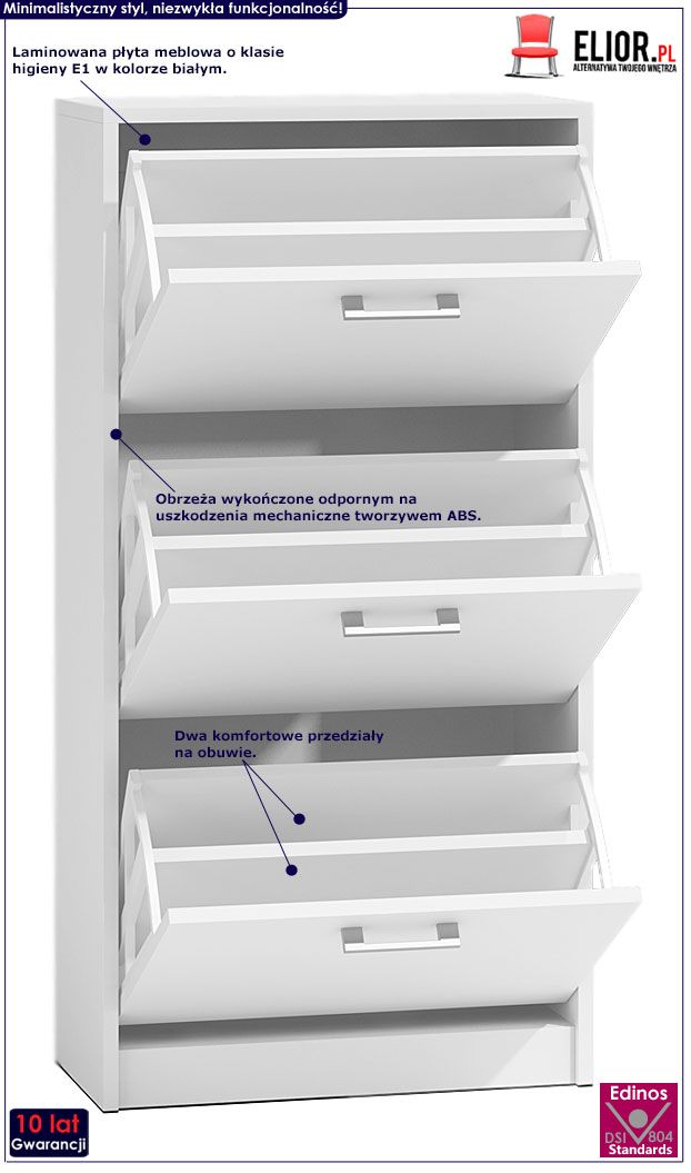 Biała szafka na obuwie do przedpokoju Lordi
