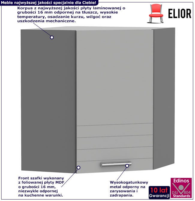 Infografika szafki kuchennej wiszącej narożnej Arcadio 12X