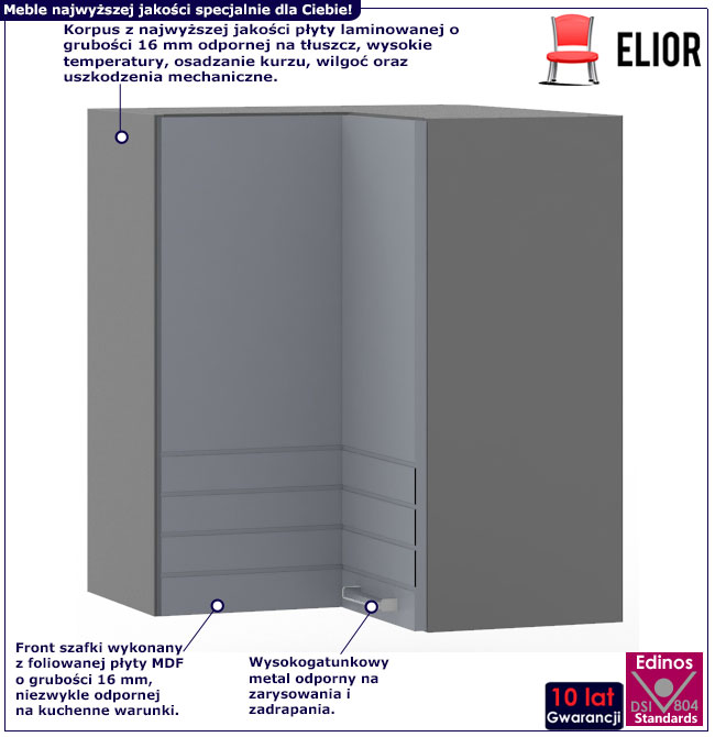 Infografika szafki kuchennej wiszącej narożnej Arcadio 13X