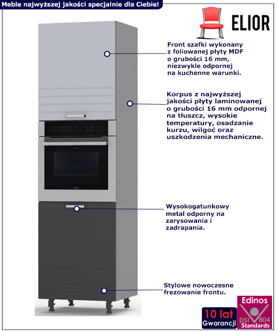 Infografika szafki kuchennej typu słupek do zabudowy piekarnika Arcadio 16X