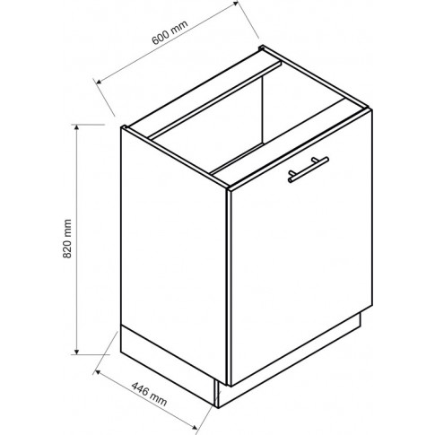 szafka dolna z pojedynczym frontem 60 cm wymiary arcadio 21x