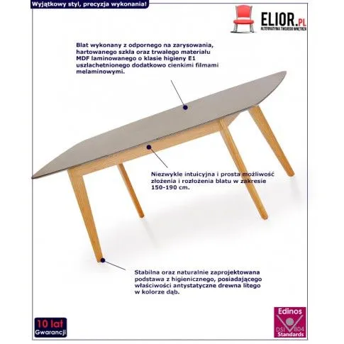 Fotografia Minimalistyczny stół Naviso - popielaty z kategorii Stoły