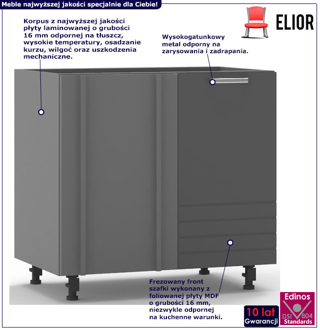 Infografika dolnej szafki kuchennej narożnej Arcadio 28X