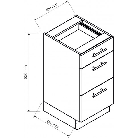 Wymiary dolnej szafki kuchennej 40cm z szufladami Lorina 8X